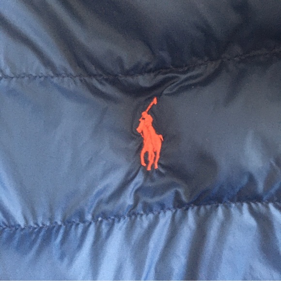 MEN’S Polo Ralph Lauren Navy Puffer Jacket size Medium 55% white duck do… - Picture 3 of 11